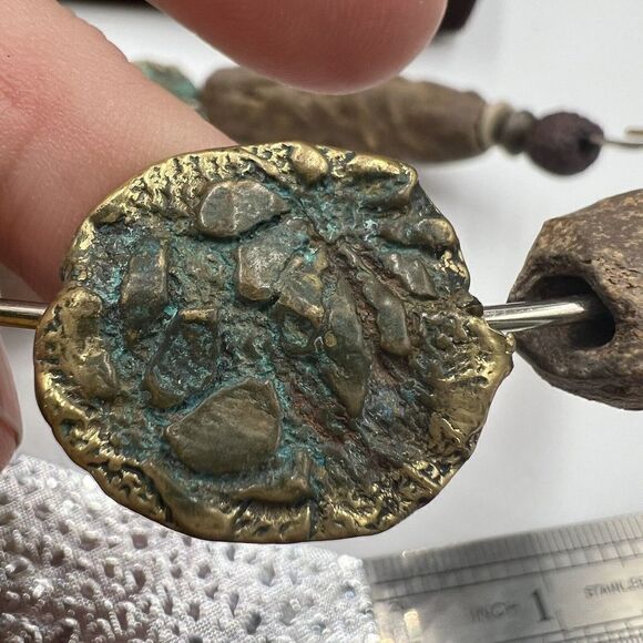 1980's Handmade Pottery, Celluloid, Murano Choker Statement Necklace Silver - Picture 4 of 11